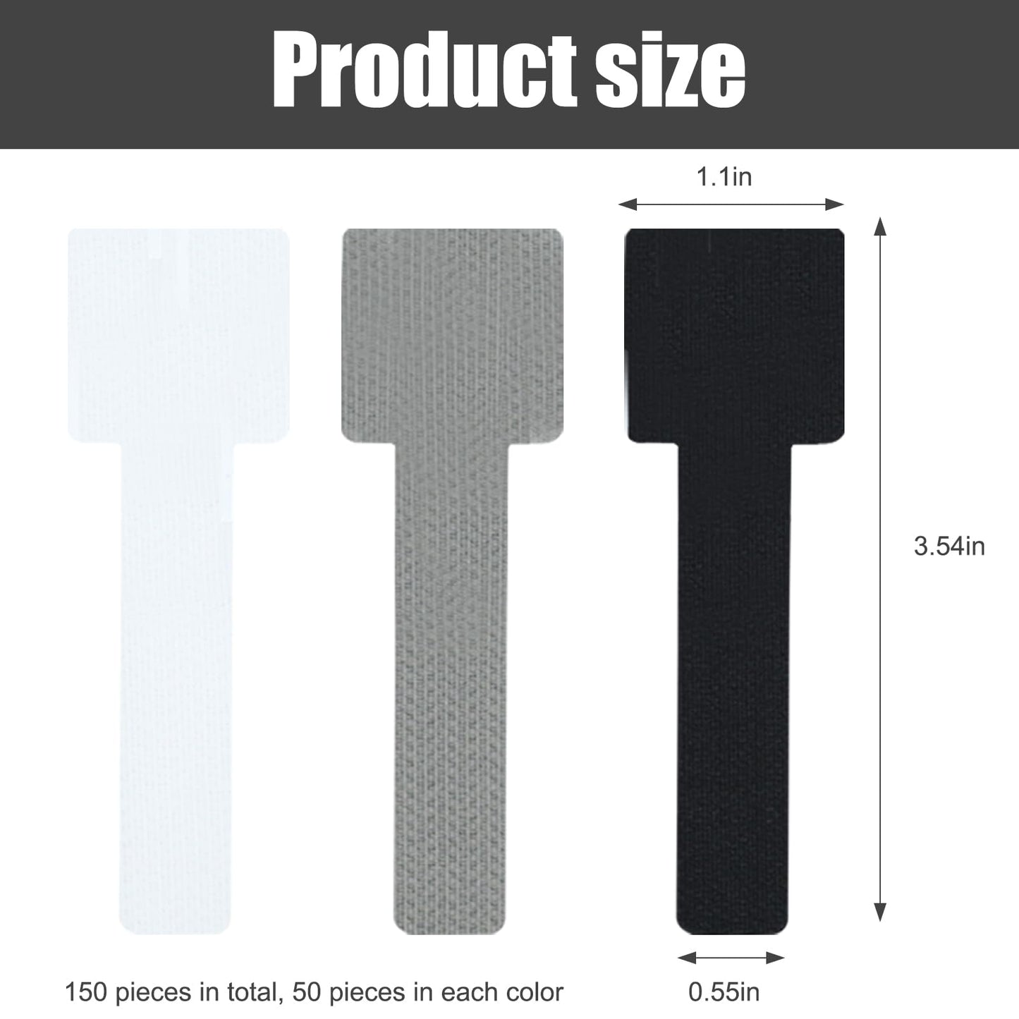 150 PCS Hook and Loop Cable Ties Reusable Adhesive Cable Ties Adjustable Self Adhesive Cables Management Straps for Cords Organizers Desk Home Office