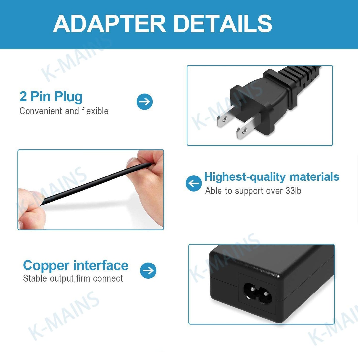 K-Mains Power Supply Charger for Dell Docking Station D3100 Displaylink 4k PSU