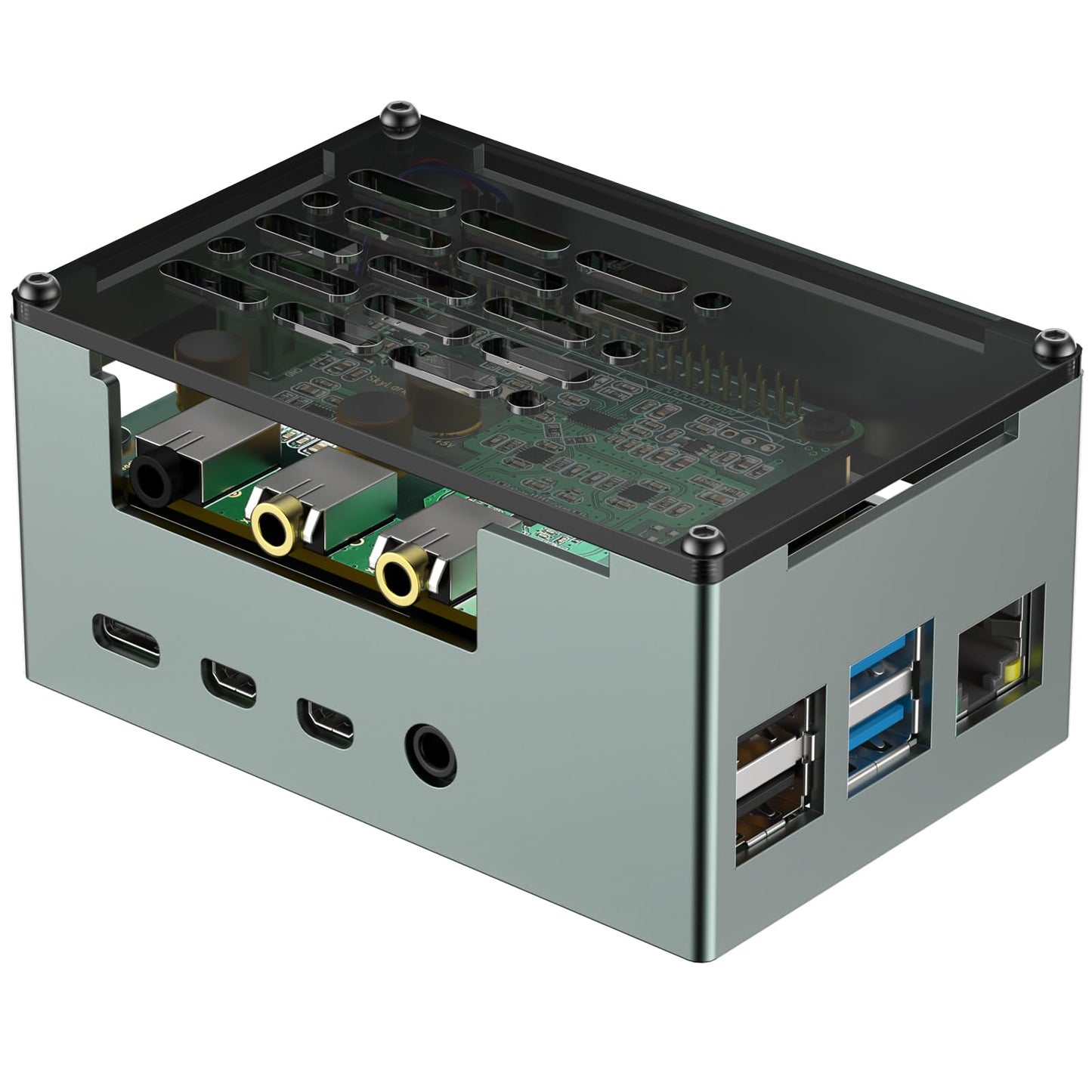 InnoMaker Aluminum Alloy Case for Raspberry Pi 4 - Compatible with DAC/DAC PRO/AMP/AMP PRO/RS485&CAN HAT, 3510 PWM Fan & Passive Heatsink Cooling