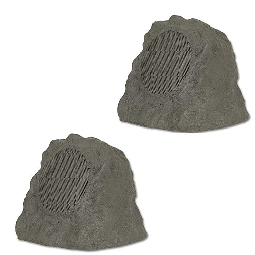 Theater Solutions B43GR Fully Wireless 120 Watt Rechargeable Battery Bluetooth Rock Speaker Pair Slate Grey Link Up to 99 Speakers Wirelessly