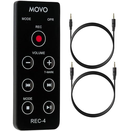 Movo REC-4 Wired Remote Control for Zoom H2n, H4n Pro, H5 and H6 Portable Digital Handy Recorders - Also Compatible with Sony M10, D50, D100