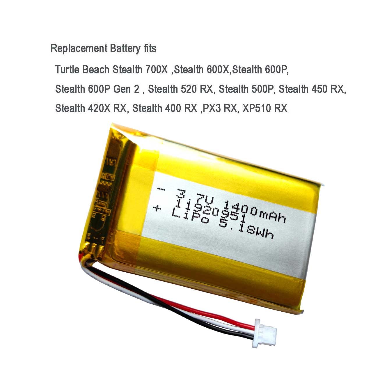XINLANTECH 1400mAh 3.7v Battery Replacement for Turtle Beach Stealth 700P Gen 2 / 600P Gen 2/600P Gen 1 / 500P / 400, LucidSound LS15X / JBL Tour ONE…