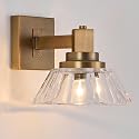 BHBYEDYCK Vintage Glass Wall Sconces Gold Sconces Brass Bathroom Vanity Lights Retro Wall Light Fixture for Bedroom