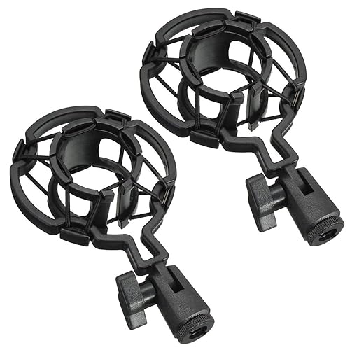 ThtRht 2 Pack Microphone Shock Mount Clip Universal Mic Shock Mounts Holder Anti-Vibration Spider Bracket for Handheld Microphone Dynamic Mic Stand