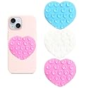 3Pcs Love Shape Phone Grip with Strong Suction - Heart Shaped Phone Holder for Mirror Selfies, Hands-Free Videos on Smooth Surfaces - Universal
