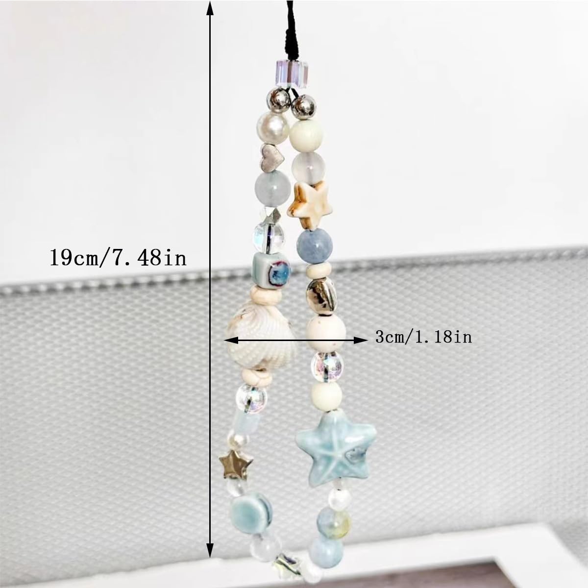 Kryoflare Cute Shell Cell Phone Lanyard Strap Charms Phone Lanyard Wrist Strap with Beads, Anti-Lost Cell Phone Charm String, Keychain Wristlet