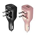 USB Car Charger,NDLBS 2-in-1 Portable Dual USB Car and Wall Charger with Foldable Plug Home for iPhone X XR XS MAX 7 8 Plus,iPad Pro Air Mini,Galaxy