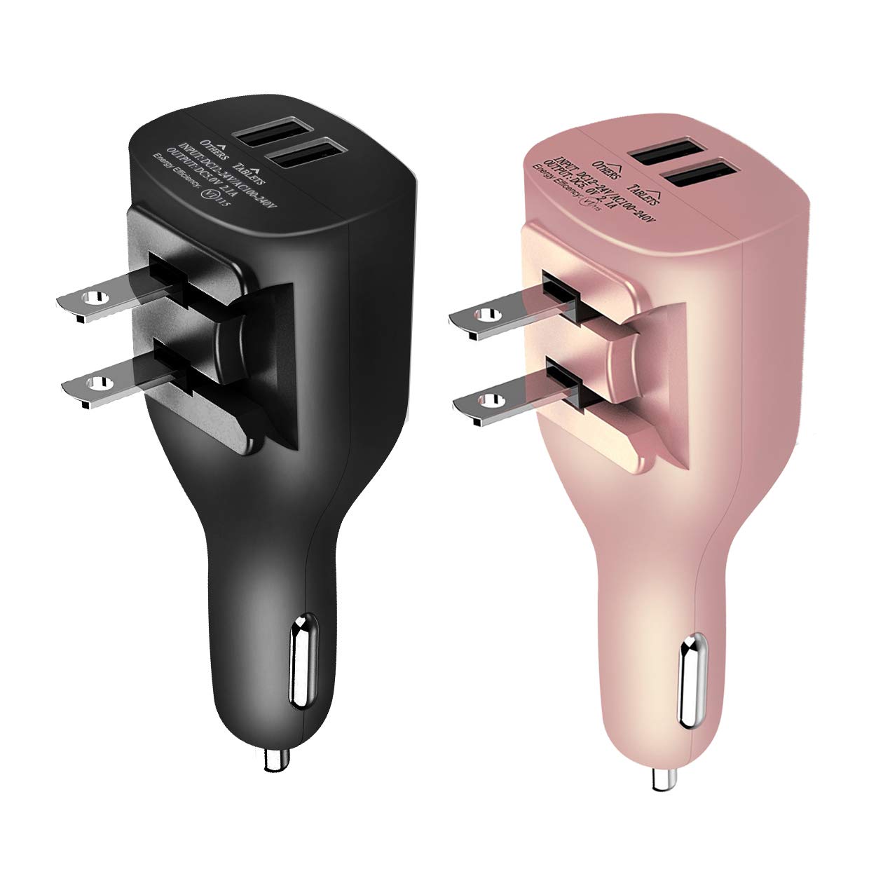 USB Car Charger,NDLBS 2-in-1 Portable Dual USB Car and Wall Charger with Foldable Plug Home for iPhone X XR XS MAX 7 8 Plus,iPad Pro Air Mini,Galaxy