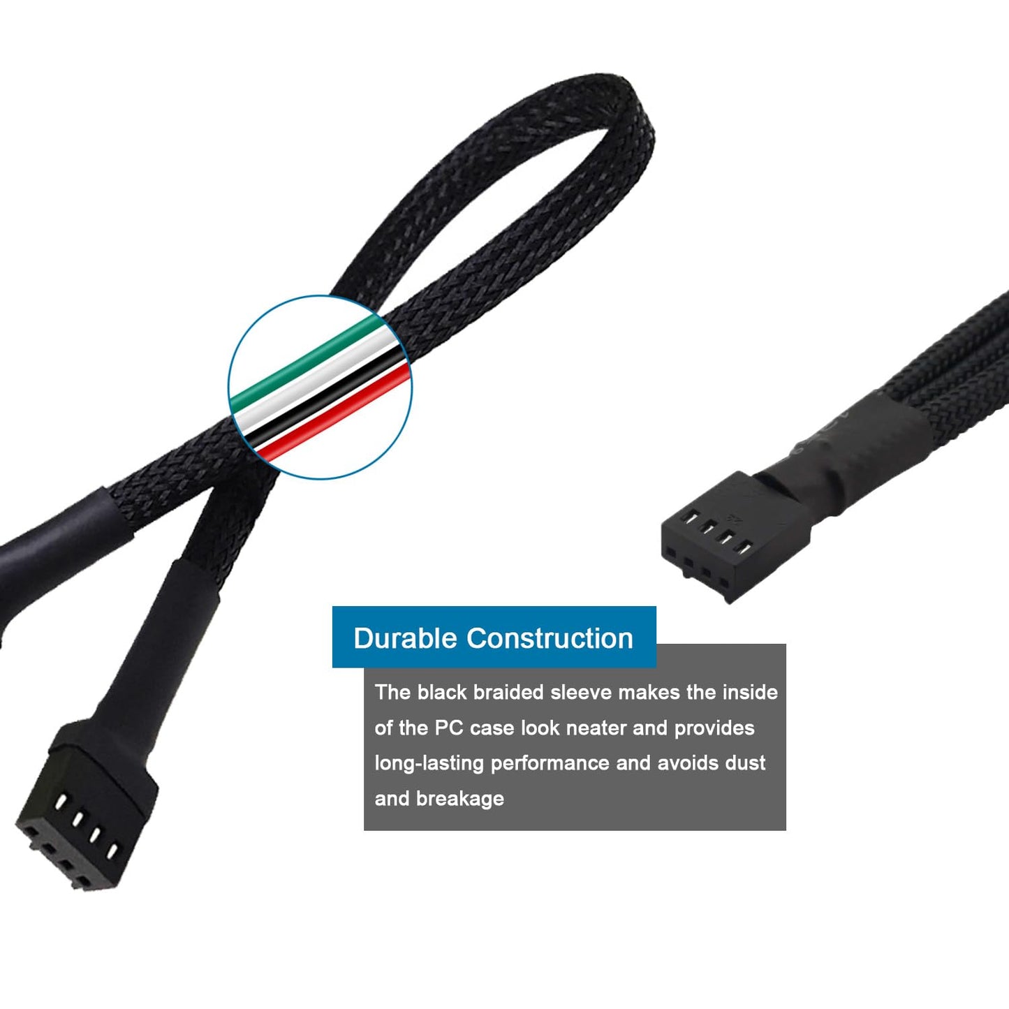 ALMOCN 3PCS PWM Fan Hub 1 to 5 Splitter 5 Way Case Fan Splitter for ATX Computer Case 4-Pin and 3-Pin Cooling Fans