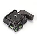 FocusFoto Universal QR Quick Release Clamp Adapter & Plate with 1/4'' Screw Mounting & 3 Bubble Levels for DSLR Camera Tripod Monopod Stabilizer Ball