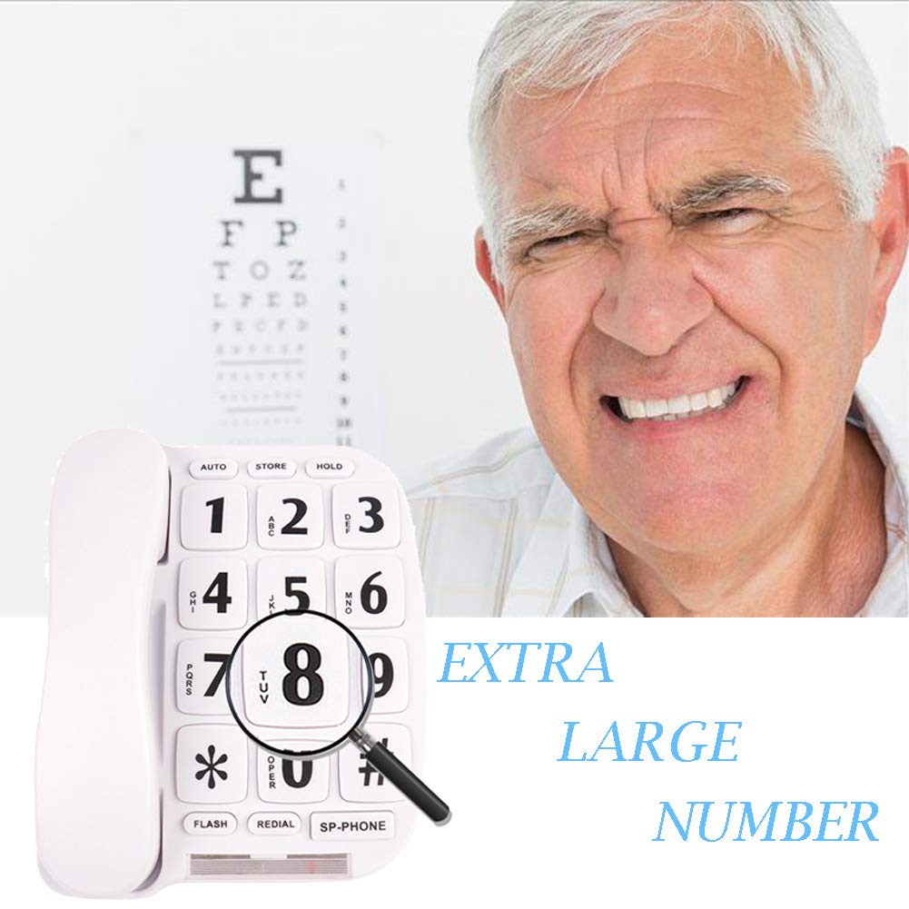 KerLiTar Elderly Phones Landline Telephone with Large Numbers Senior Phone for Vision Impaired Aid Home House Phones for Seniors Amplified Phone