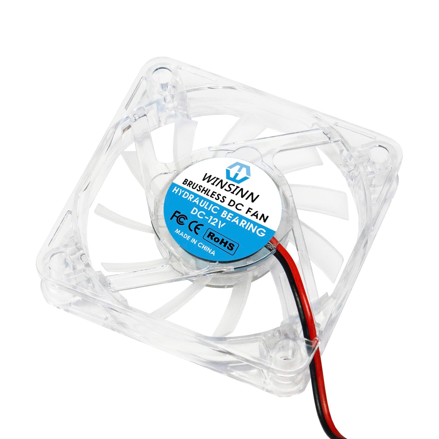 WINSINN 60mm RGB Fan 12V, LED Colorful Micro 24 Volt Fans 6010 Hydraulic Bearing, Brushless Cooling 60x10mm 2PIN, Works with 3D