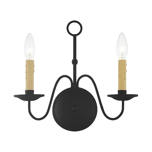 Livex Lighting 4492-04 Heritage 2-Light Wall Sconce, Black