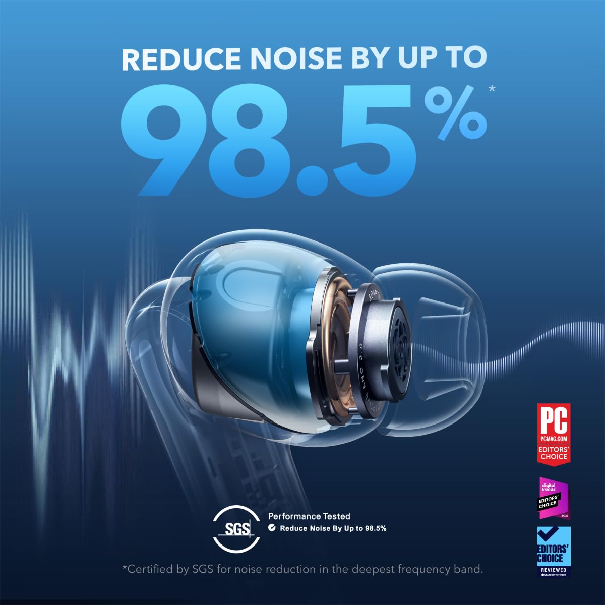 Soundcore by Anker Liberty 4 NC Wireless Noise Cancelling Earbuds, 98.5% Noise Reduction, Adaptive Noise Cancelling to Ears and Environment, Hi-Res