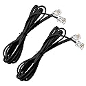 OLIREXD Black 25FT Phone Telephone Extension Cord Cable with Standard RJ11 6P4C Plugs for Telephone, Fax, Modem, Answering Machine (2 Pack)