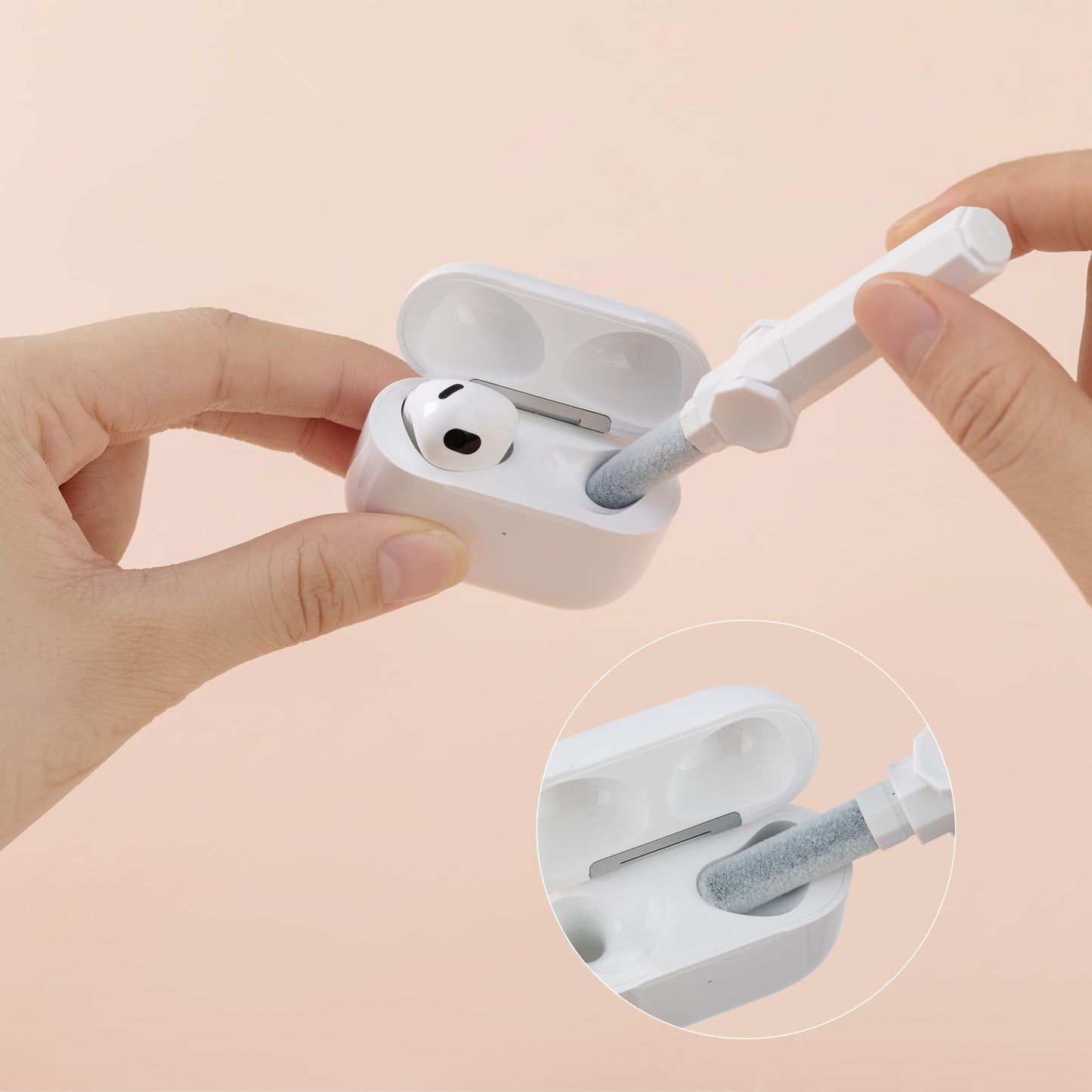 360° Rotating Cleaner Kit for Airpods Pro 1 2 3 Multi-Function Cleaning Pen with Soft Brush Flocking Sponge for Bluetooth Earphones Case Cleaning