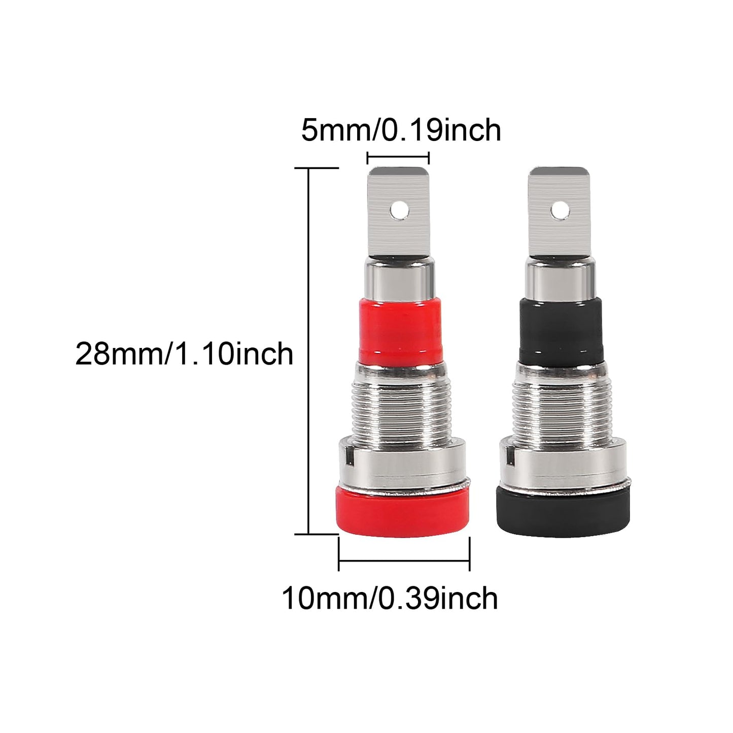 20pcs Black and Red 4mm Banana Jack Socket Female Adapter Panel Mount Binding Post for 4mm Banana Plug Connectors