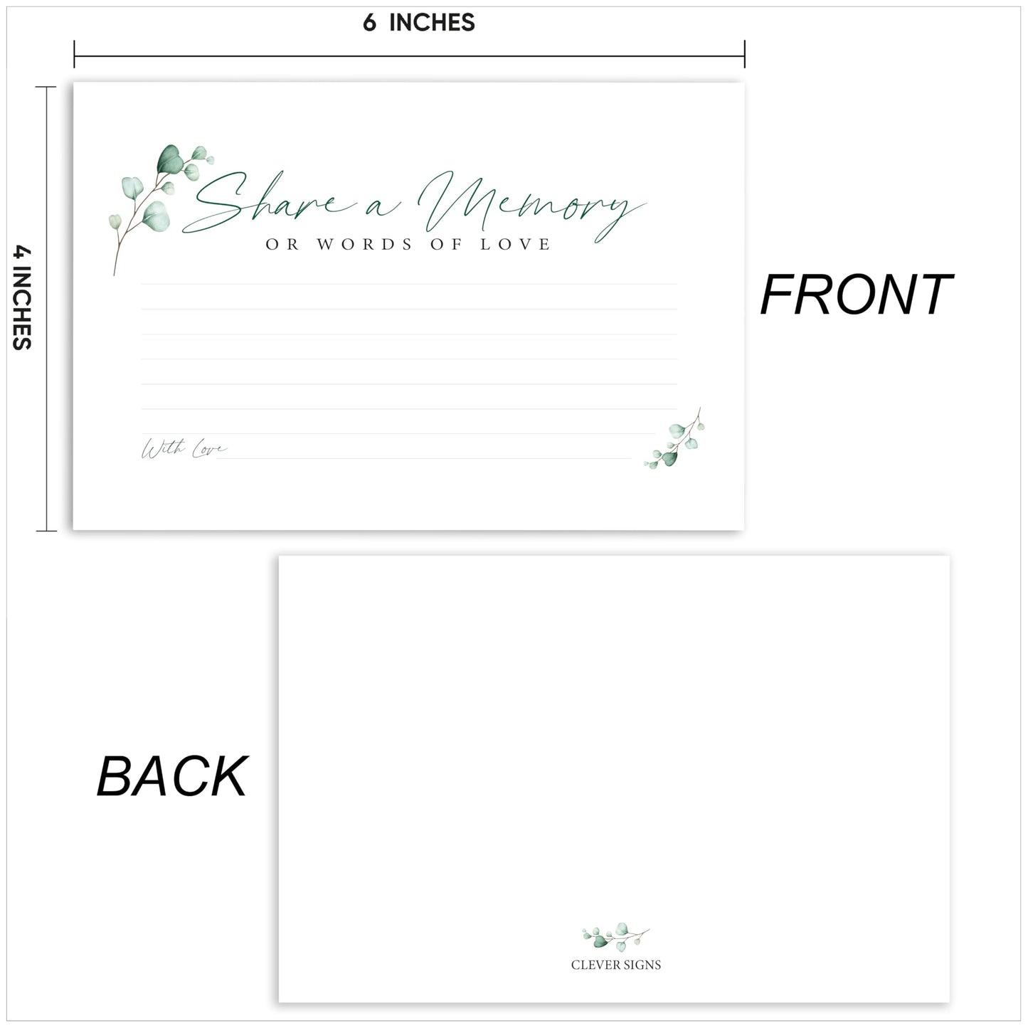 CLEVER SIGNS 50 Pcs Share a Memory Card, 4" x 6" - for Celebration of Life Birthday Anniversary Memorial Funeral Graduation Bridal Shower Game