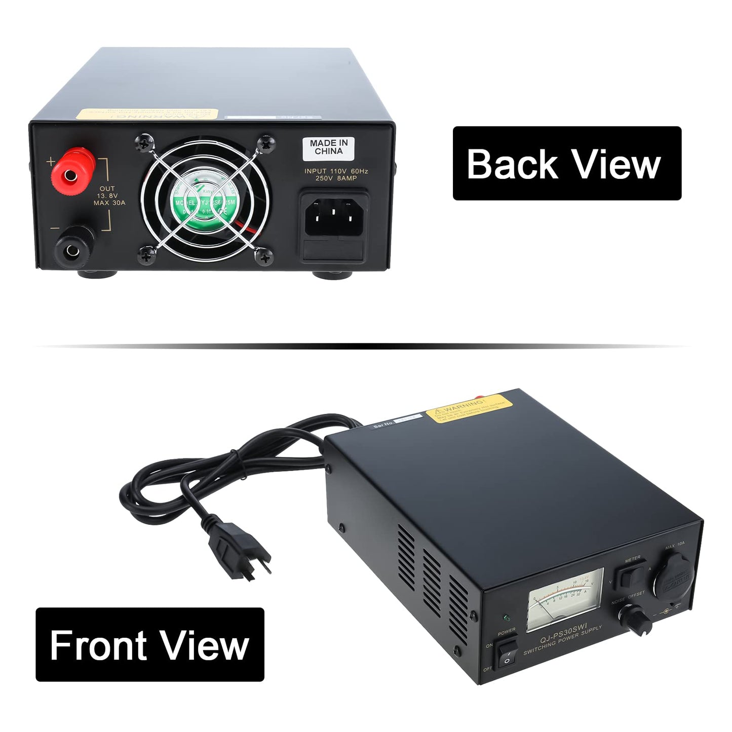 NORJIN 13.8V 30A DC Power Supply, Analog Regulated Bench Power Converter with Car Cigarette Lighter Socket & Noise Offset, AC to DC Converter for HAM…