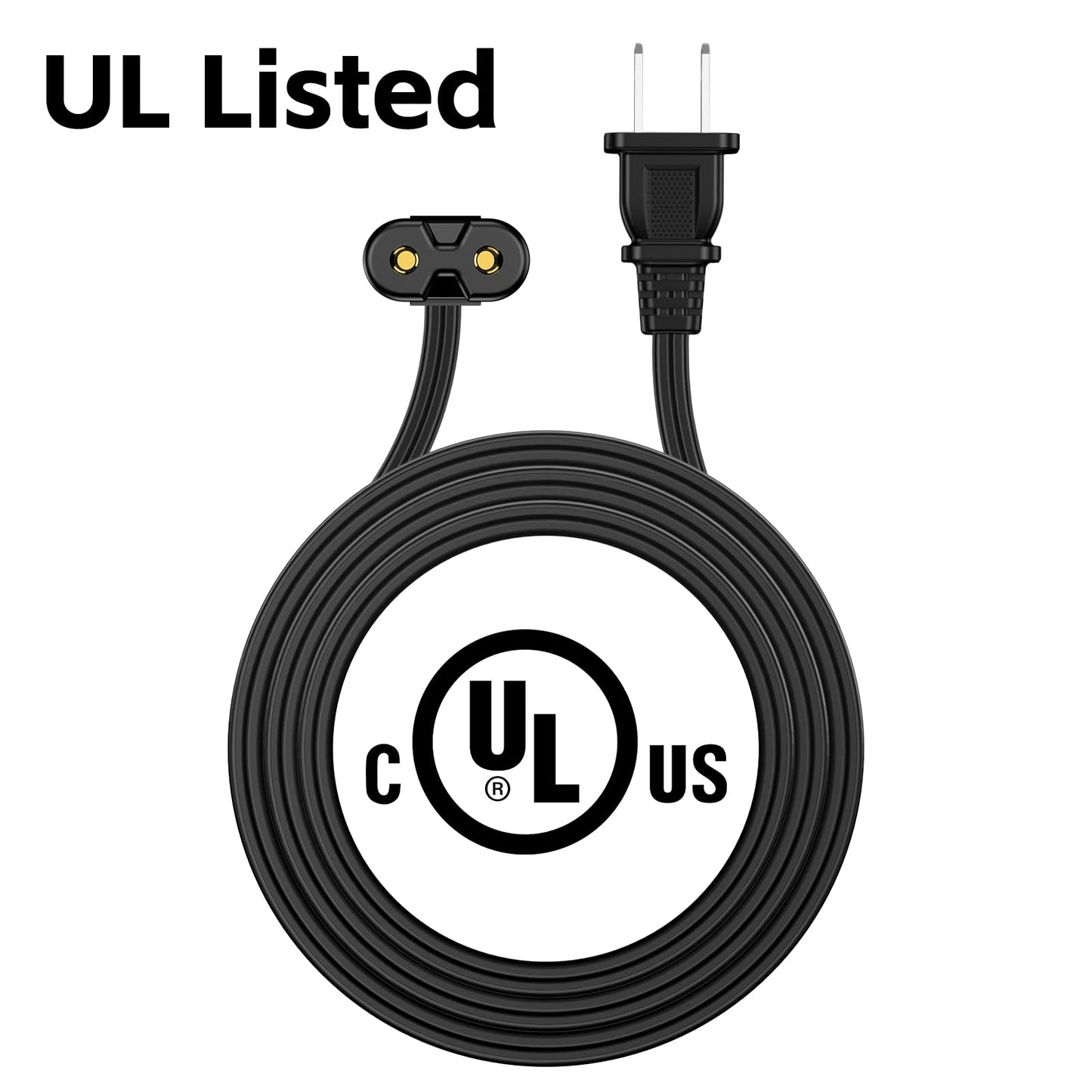 AC Power Cord 6FT (1 Pack), 2 Prong TV Power Cord, Power Supply Cable Replacement for Xbox One, Xbox Series X, PS3, PS4, PS5, Compatible for Printer
