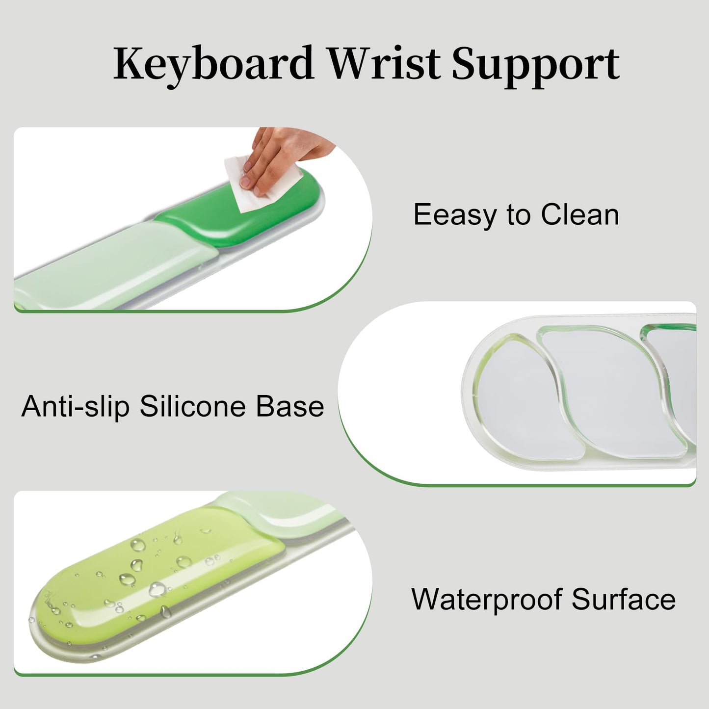 Gel Mouse & Keyboard Wrist Rest Set, 2 Pieces Silicone Wrist Support, Ergonomic Wrist Rest for Typing Pain Relief,Anti-Slip Rubber Bottom,Computer