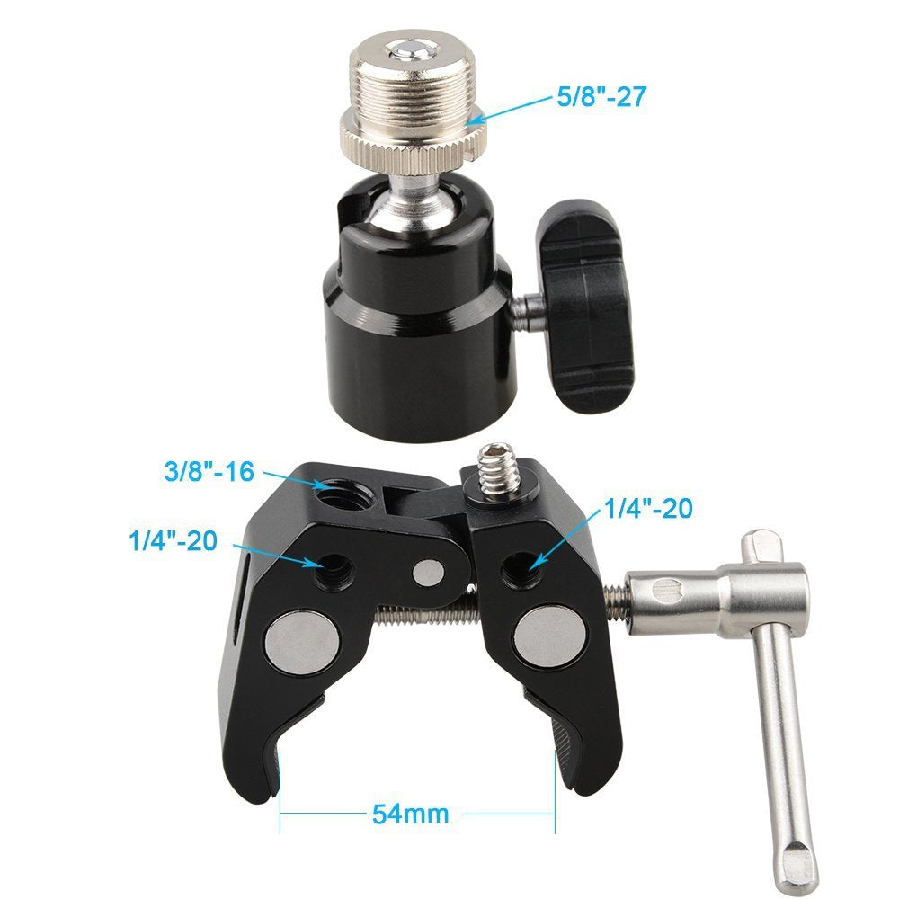 CAMVATE Crab Clamp Articulated 1/4 Mini Ball Head for Microphones - 1465