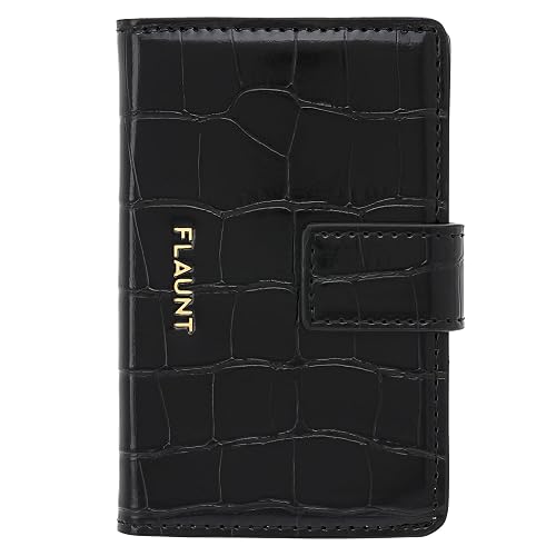 FLAUNT MagSafe Phone Wallet/Card Holder - Crocodile Faux Leather - Compatible with MagSafe Phone Case or Cover - Easily Snap On and Off - Holds Up