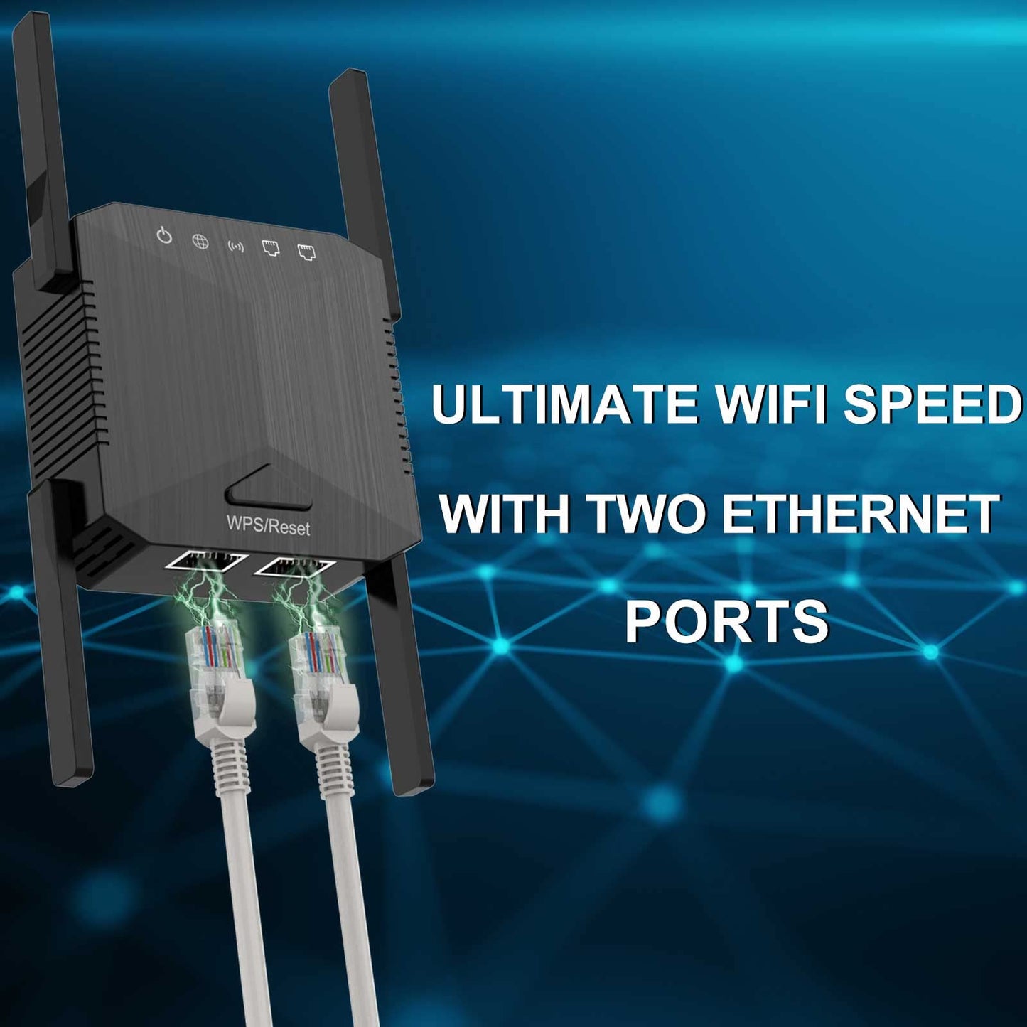 WiFi Extender Signal Booster with Ethernet Port WiFi Repeater Covers up to 3000 sq.ft and 30+ Devices, 1-Tap Setup, Supports Access Point, Alexa