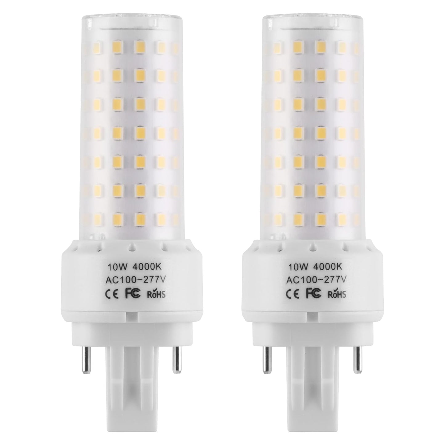 Lidesheng GX23-2 Base LED Light Bulb Plug and Play,4000K Neutral White 2Pin LED PL Bulb, 13W 18W CFL Equivalent, Ballast Compatible,10W 2pcs (Neutral