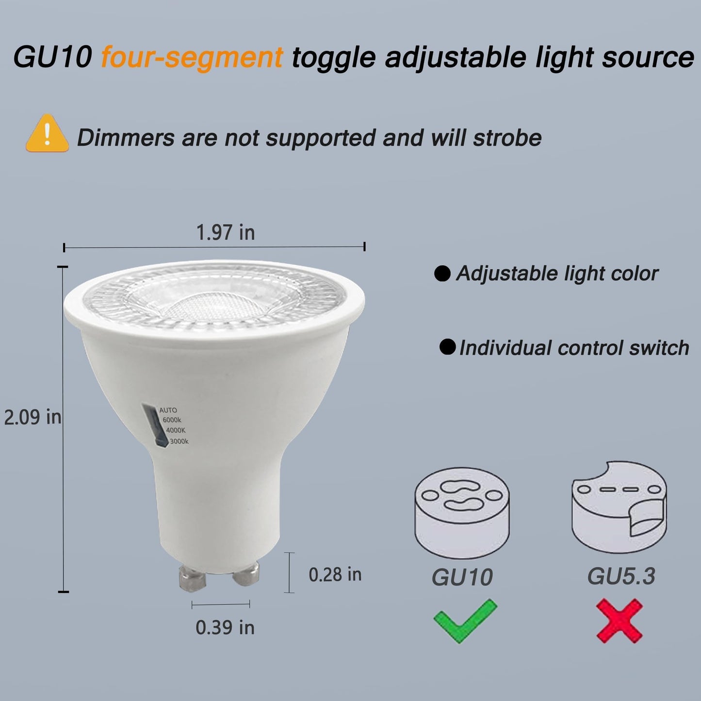 Bravsekai 6 Packs White GU10 Track Lighting Kit 3CCT Adjustable