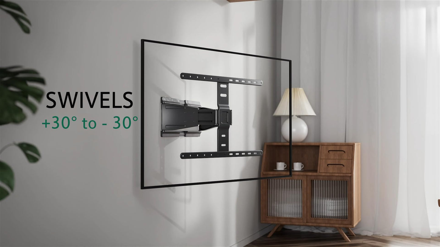 ynVISION.DESIGN Ultra Slim Full Motion Articulating TV Wall Mount 43"-90" TVs | Retracts to .77" | Compatible with Samsung Frame LG and Sony | Swivels
