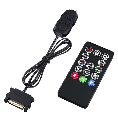 DS Mini ARGB PC Fans Controller Kit with One-to-One Matching Function for Computer Case RGB Fans, PC ARGB Heat Sink (3 Pin, 14 Key, SATA Power, 5th