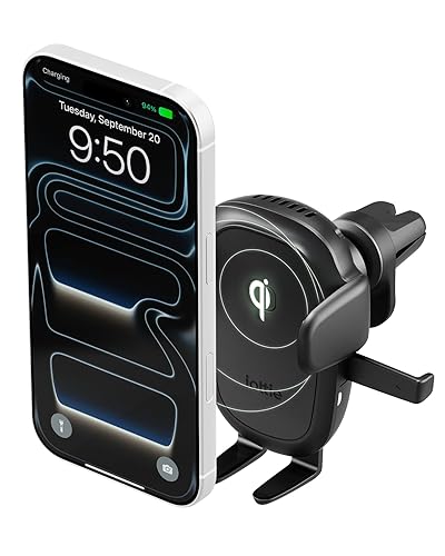 iOttie Easy One Touch Wireless 3 Air Vent Car Mount, Qi Fast Charging Phone Holder, One-Handed Auto Clamp, Secure Vent Clip, Adjustable Viewing