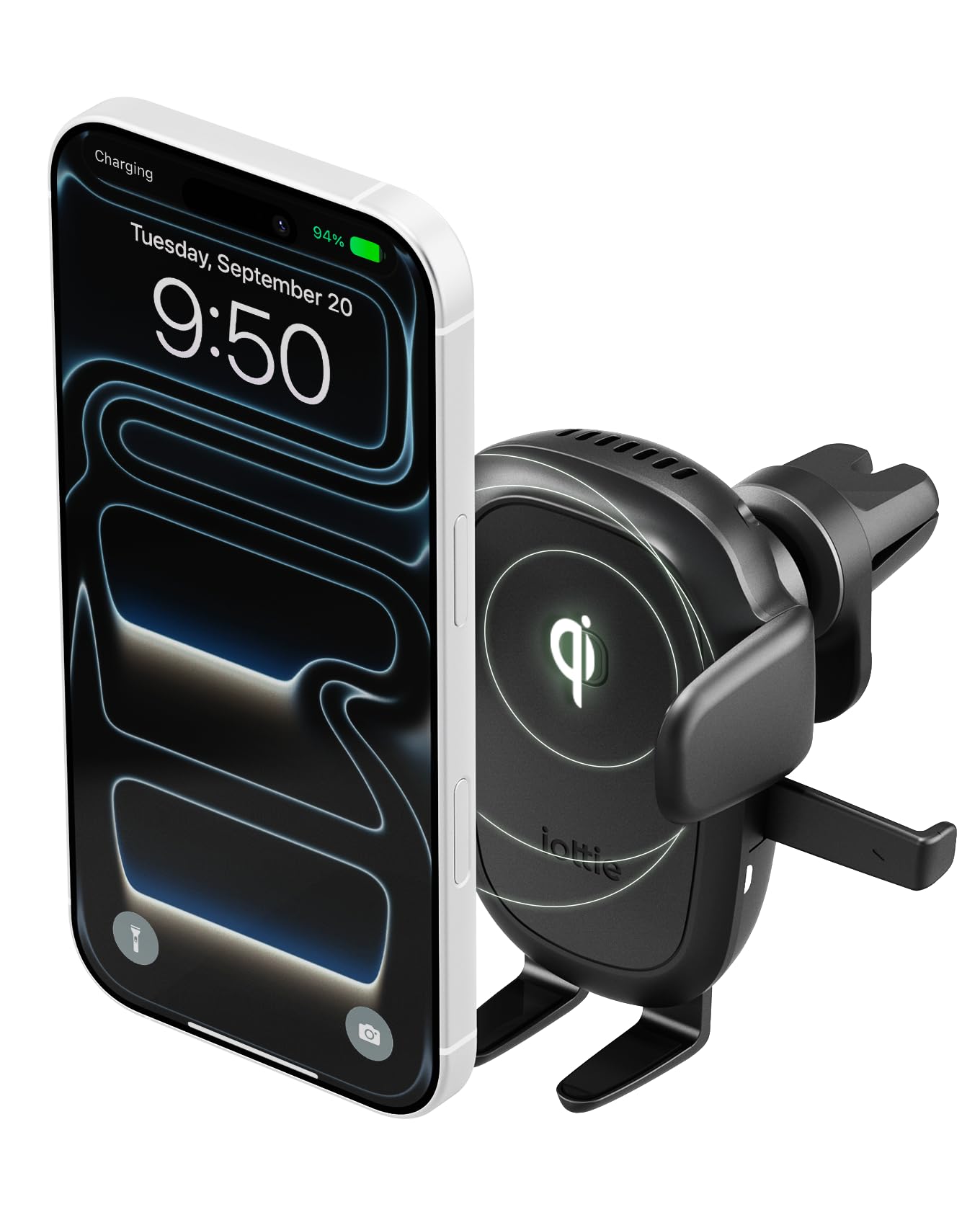 iOttie Easy One Touch Wireless 3 Air Vent Car Mount, Qi Fast Charging Phone Holder, One-Handed Auto Clamp, Secure Vent Clip, Adjustable Viewing