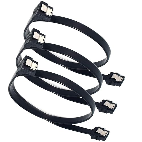 ELifeApply SATA Cables, Sata III 6.0 Gbps Cable 90 Degree Right Angle Data Cable 7 Pin with Locking Latch 18Inch for SATA HDD, SSD, CD Driver etc(3