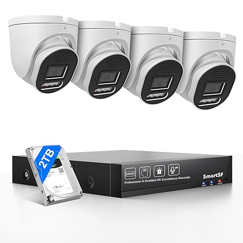 POE Security Camera System, 4pcs 5MP Indoor Outdoor PoE Cameras, Color Night Vision, Smart Human Detection, Wired Security Camera System, 8CH NVR