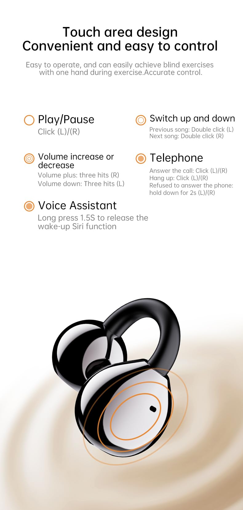 Micool Bluetooth Ear Clip Headphones with Color Touch Screen, Hi-Res Audio & APP Control, 40H Playtime Wireless Earbuds, All-Day Comfort Fit…
