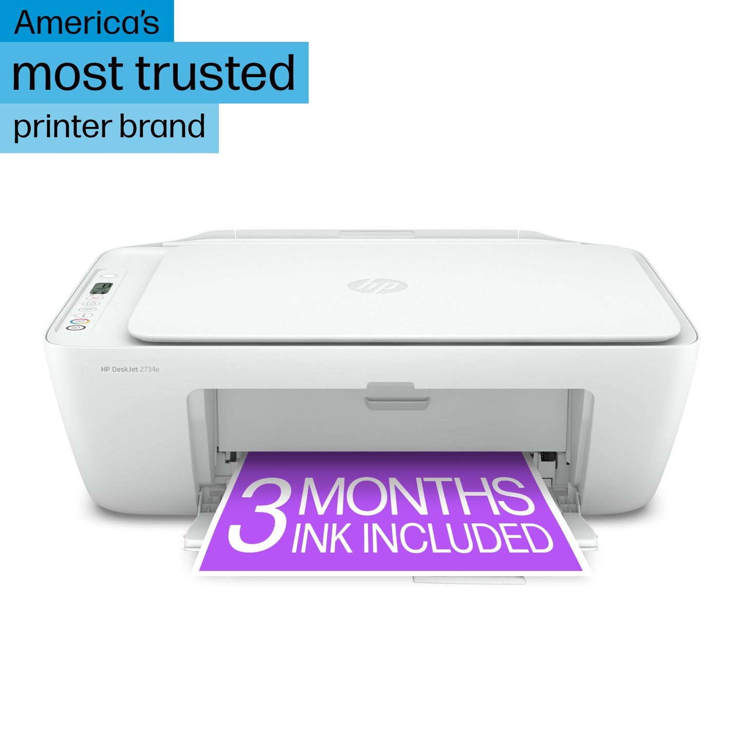 HP DeskJet 2734e Wireless Color All-in-One Printer with 3 Month Instant Ink Trial Included (26K72A), White (Packaging May Vary)