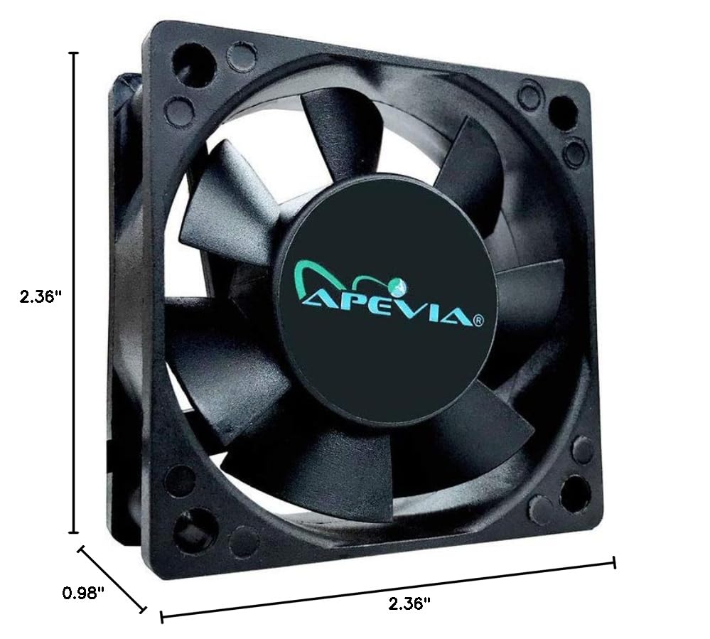 Apevia CF6025S-5 (5 Pk) 60mm x 60mm x 25mm Black Case Fan W/4PIN Molex + 3PIN Motherboard Adapter