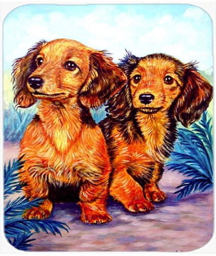 Caroline's Treasures 7022MP Long Hair Red Dachshund Two Peas Mouse Pad, Hot Pad or Trivet for Home Office Gaming Working Computers Laptop Mouse