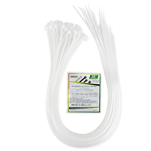HAODE FASHION Long Zip Ties Heavy Duty 26 inch, Cable Management Zip Ties White 60 Pack, High Strength 60 lbs Cable Ties UV Resistant durable
