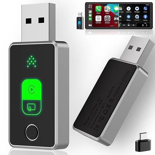 Wireless CarPlay Adapter for iPhone & Android Auto 2026 Upgrade 2-in-1, Wired to Wireless, One-Touch Switch, Fast & Stable Connection, Plug & Play