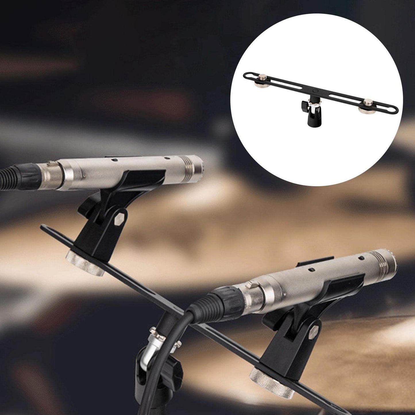 Generic Mas020, Adjustable Stereo Microphone Bar, with 5/8inch Screws, for Accommodates Two Microphones, Vocal Recording Press Conference Broadcasting