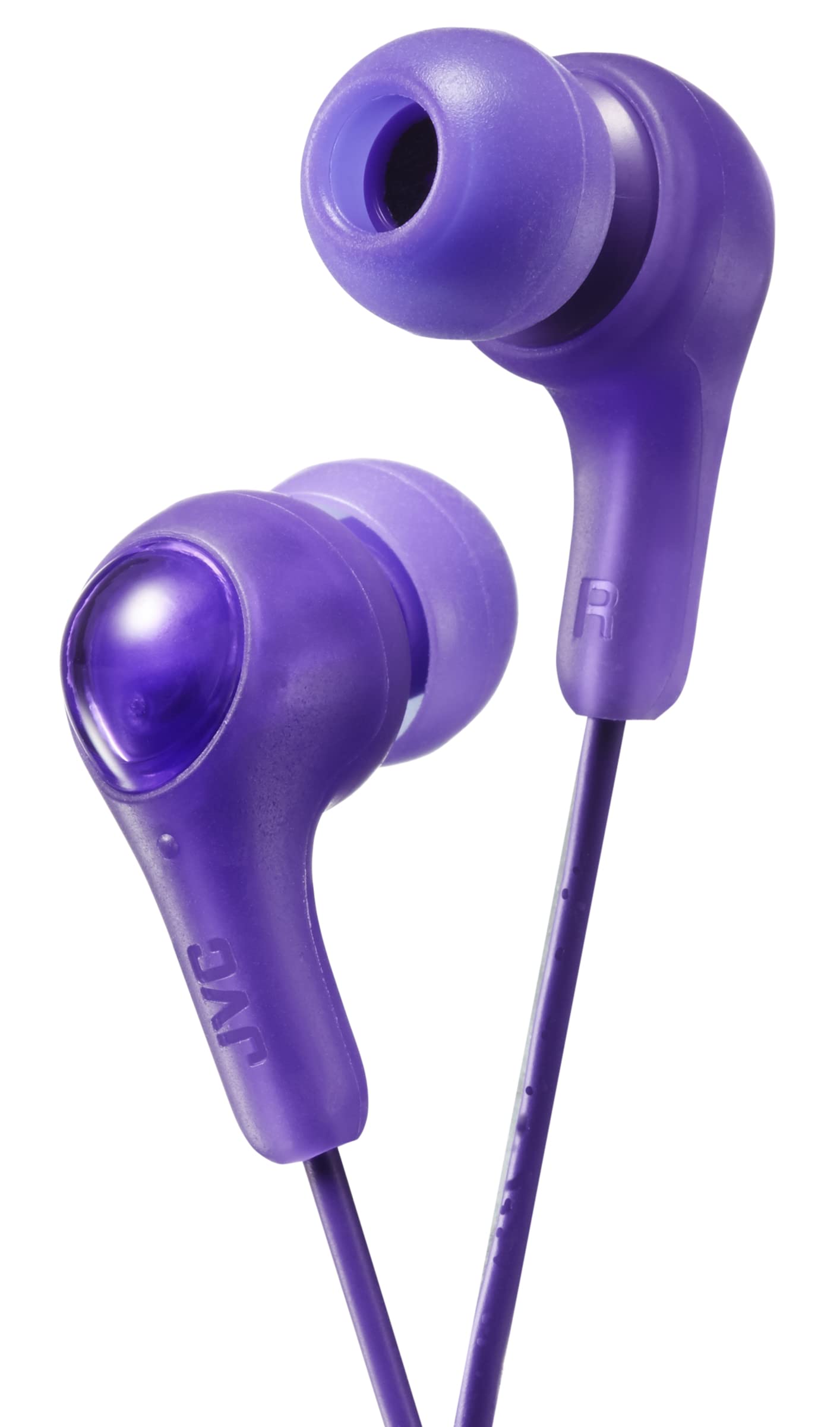 JVC Gumy in Ear Earbud Headphones, Powerful Sound, Comfortable and Secure Fit, Silicone Ear Pieces S/M/L - HAFX7V Purple, Small