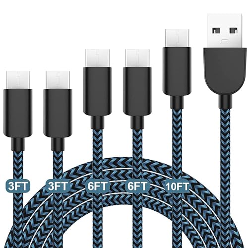 5Pack (3/3/6/6/10FT) Fast Charging 3A USB-C to USB-A Cable Rapid Charger Quick Cord Compatible Samsung Galaxy S10 S9 S8 Plus, Note 10 9 8, LG V50 V40