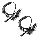 USHANLIN DC Power Cable Security Camera Splitter CCTV Security Power Splitter 2 Pack (1 Female to 8 Male, 5.5X 2.1mm)