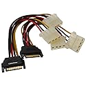 CablesOnline 2-PACK 6in SATA 15-Pin Male to Dual 4-Pin Molex Y Power Splitter - PC-025D-2