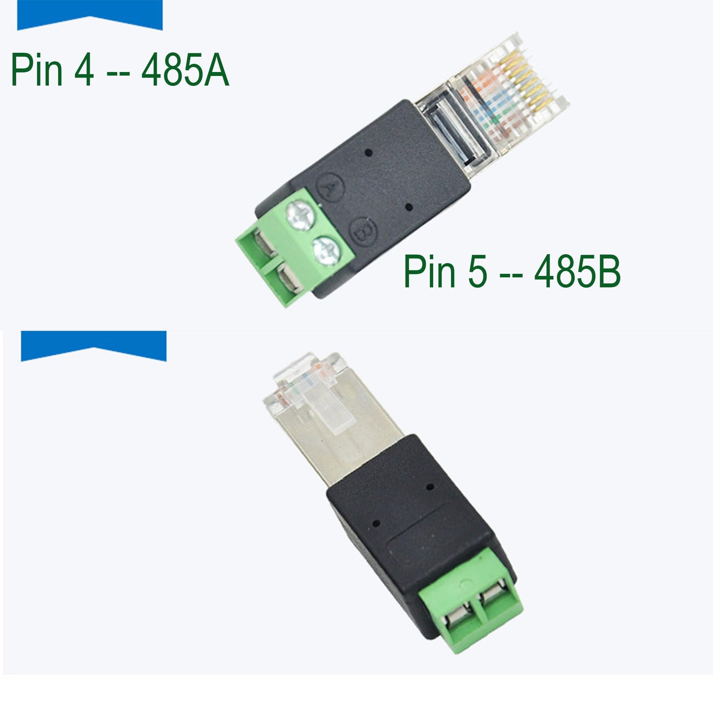 UpperFu 2pcs RJ45 Male to 485 RS485 2 Pin (4 5P) Screw Terminal Adapter Connector Converter Splitter CCTV DVR (A to Pin 4, B Connect to Pin 5)