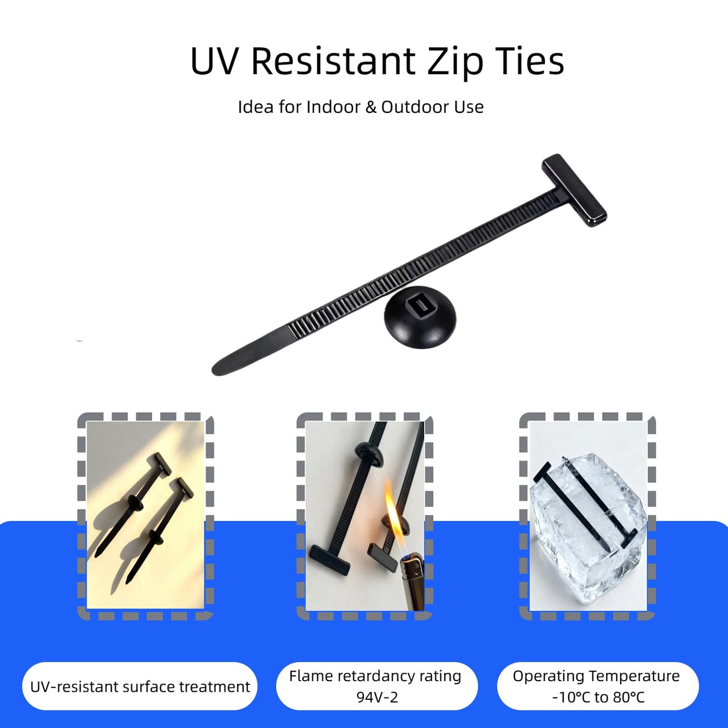 Borsuer Upgraded PA66 Nylon Universal Cable Tie Buckle, 100 Pcs Heavy Duty Self-Locking UV Resistant Zip Ties for Automotive Car Fender Bumper