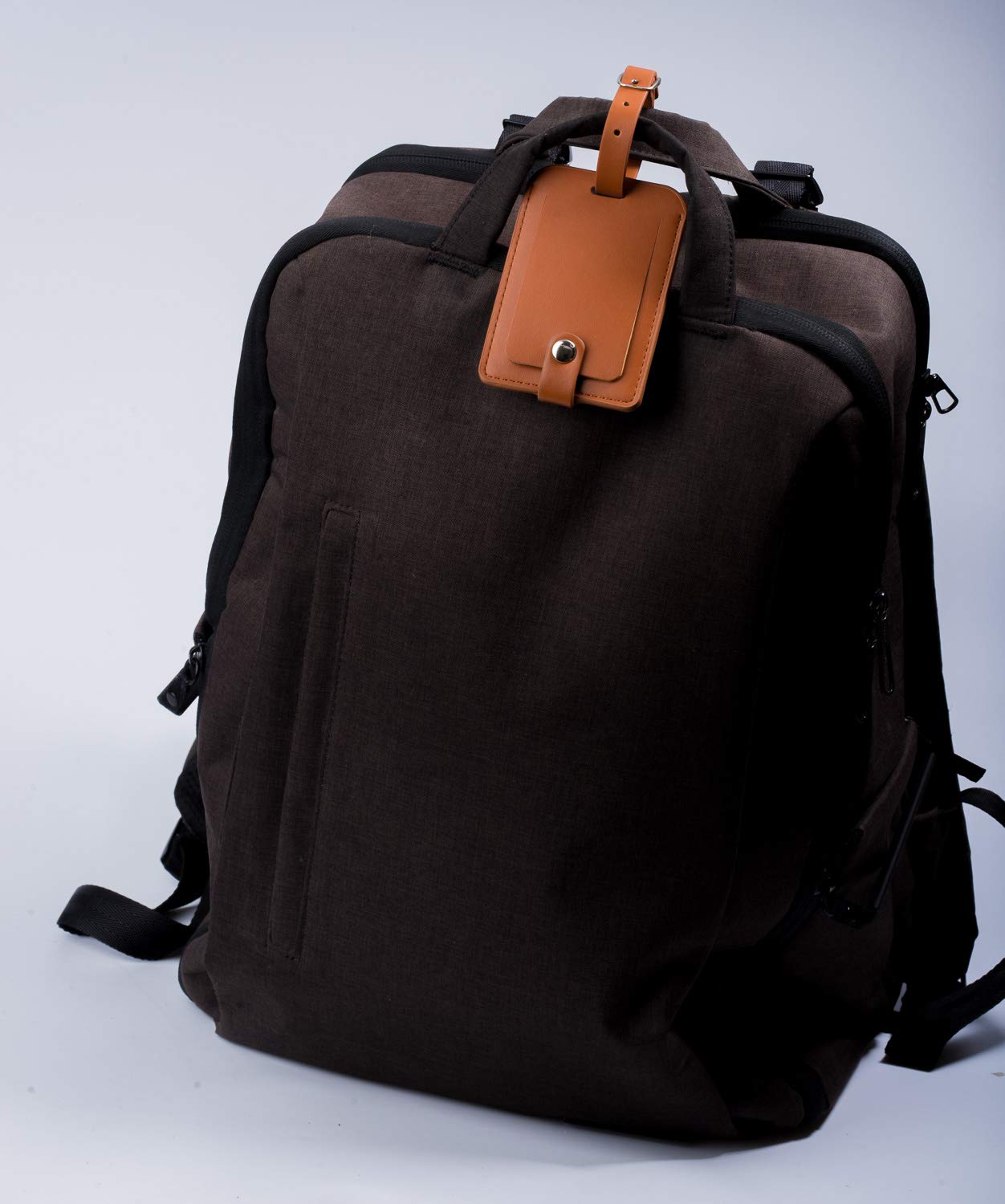 Luggage Bag Tags Leather Travel ID Labels Suitcase Name Tags with Snap - Set of 2